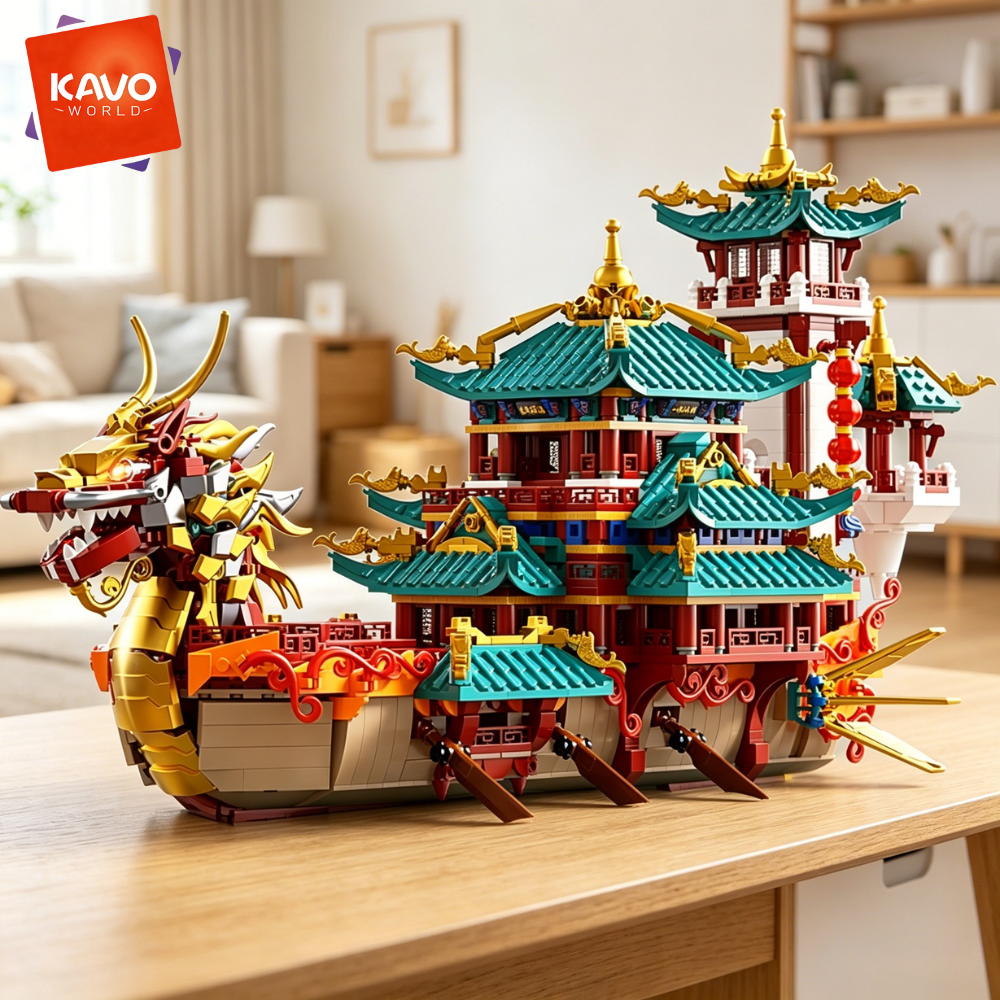 Home Office Architecture - KAVOWORLD 2453pcs Large Chinese Dragon Boat