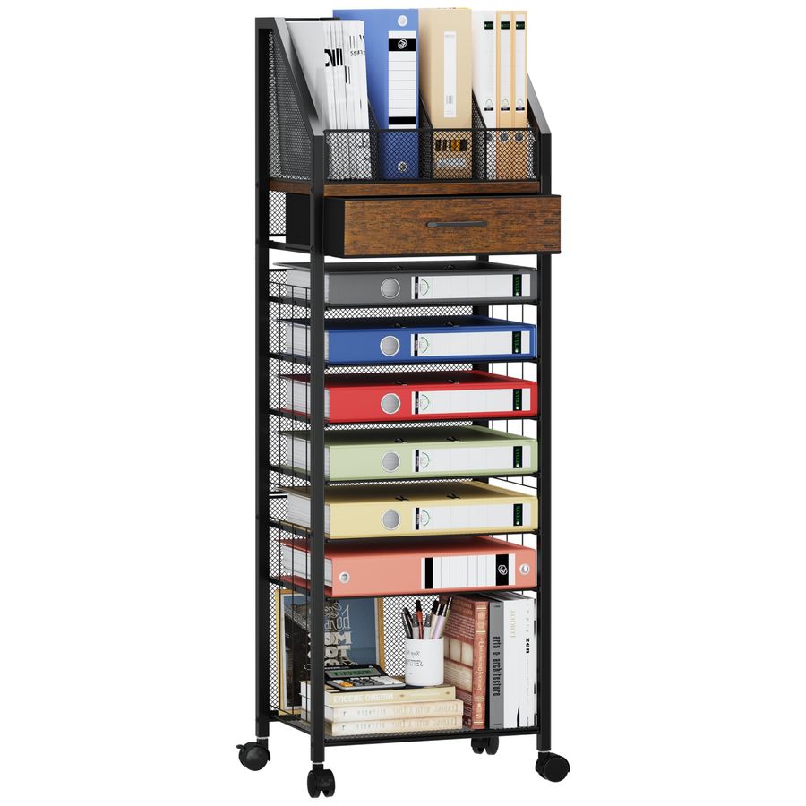 Rolling File Cart - 9Tier Rolling File Cart Paper Organizer