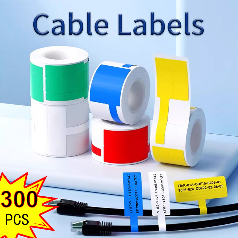 Label Maker Machine - 100/300pcs Cable Labels Stickers Self-adhesive Durable
