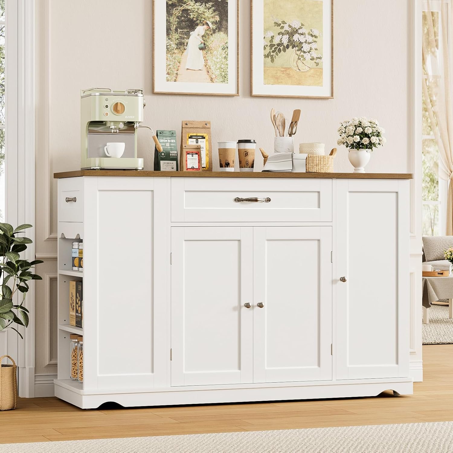 Rolling File Cart - 47'' Kitchen Island Cart with Storage