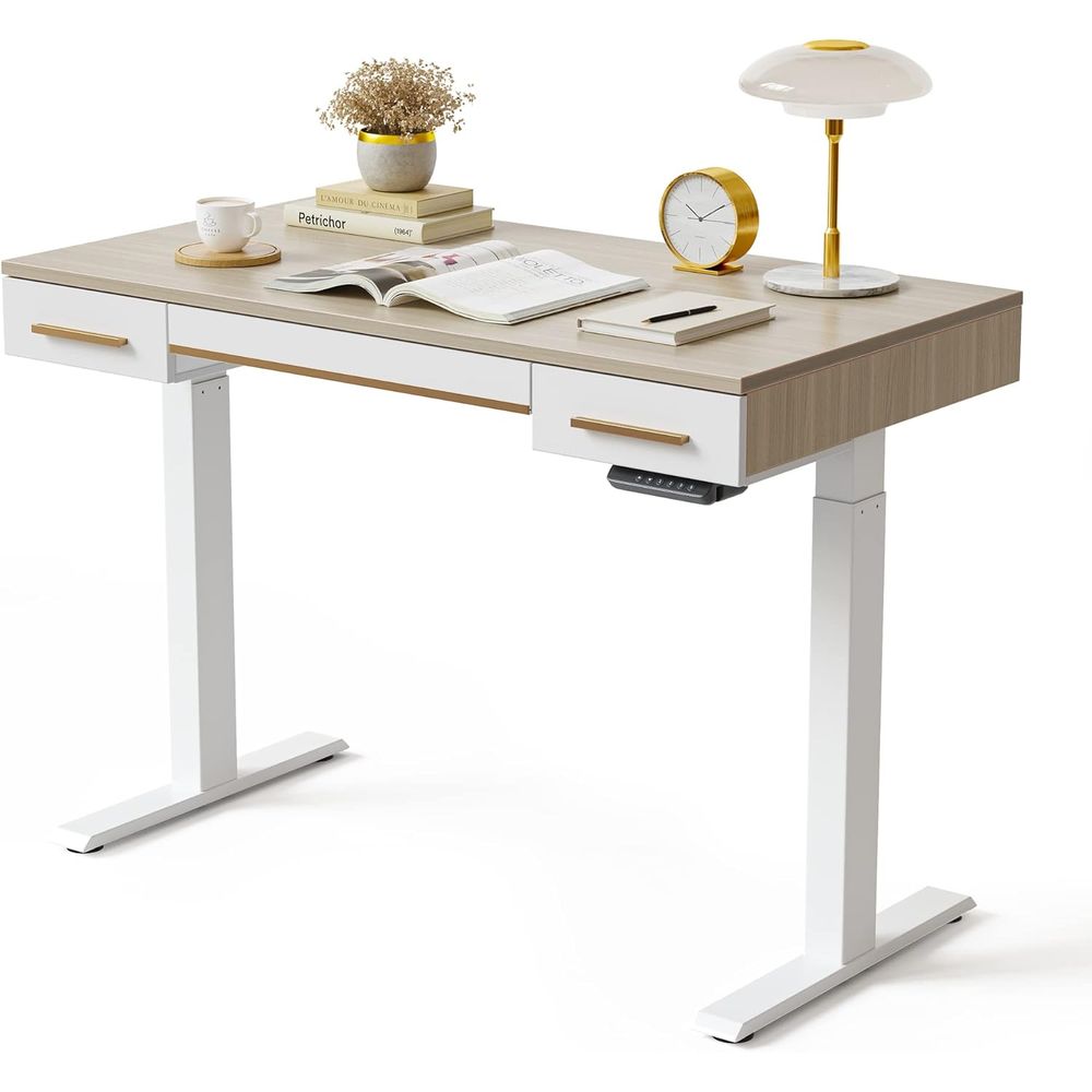 Home Office Desk With Drawers - Electric Standing Desk, 3 Drawers, 48