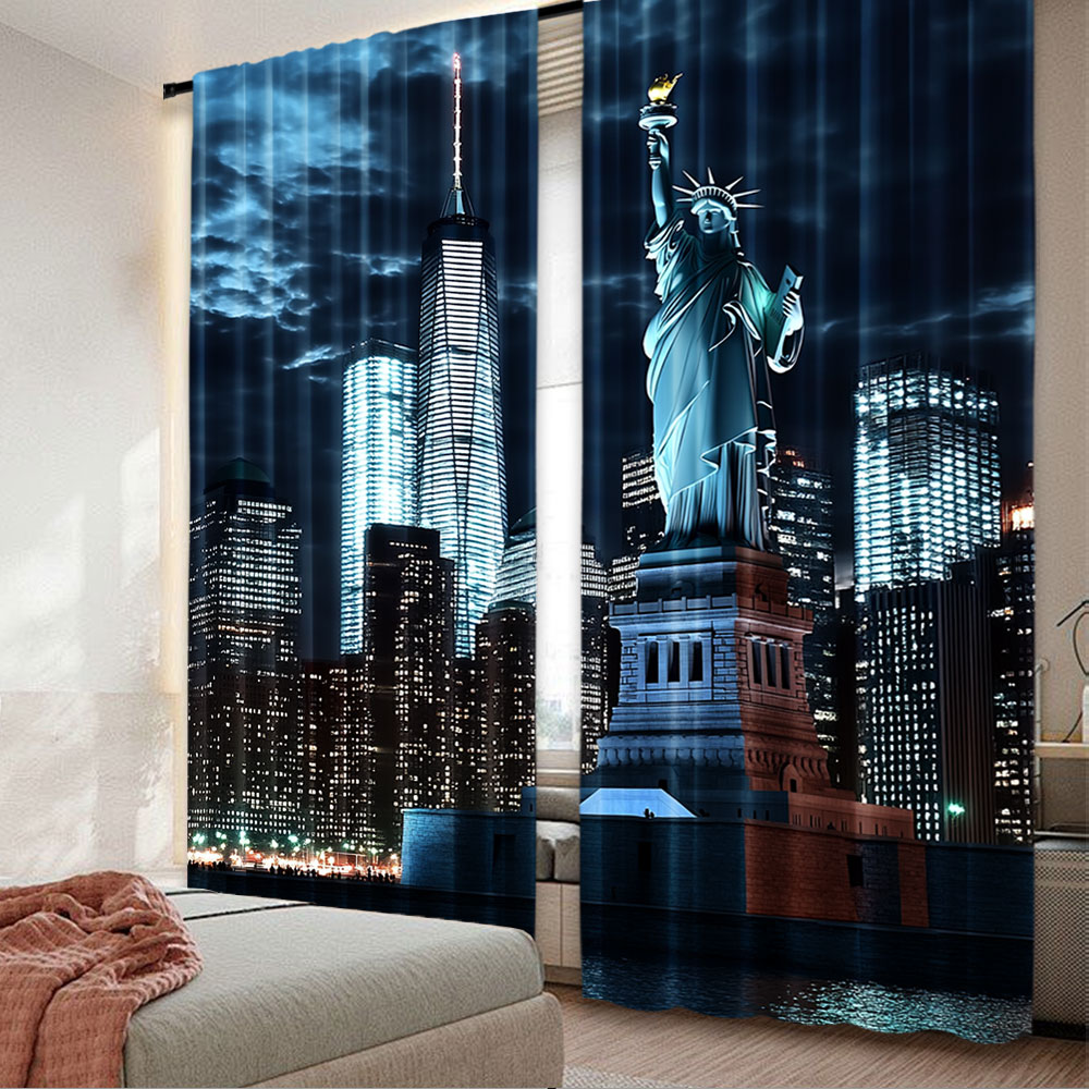 2Pcs Statue Of Liberty Curtain - مراجعة Home Office York وسعره