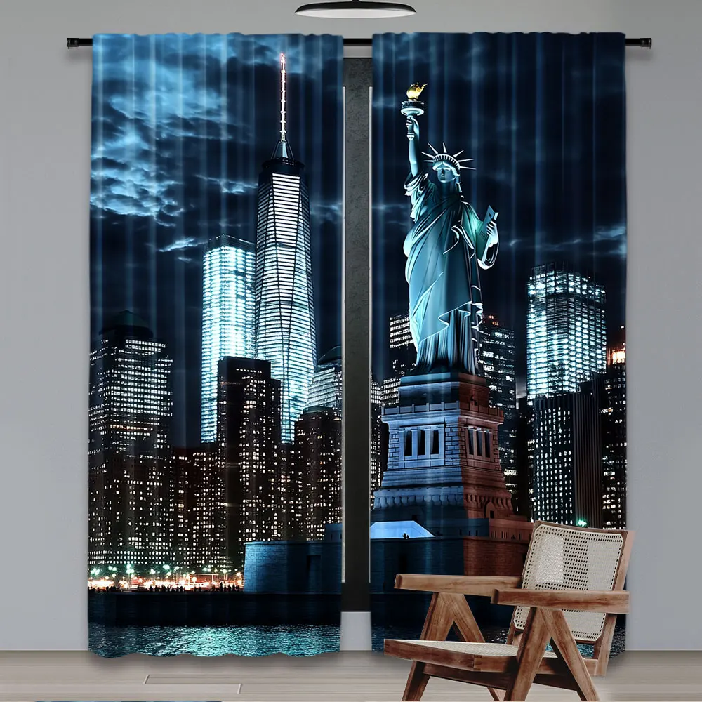2Pcs Statue Of Liberty Curtain - مراجعة Home Office York وسعره