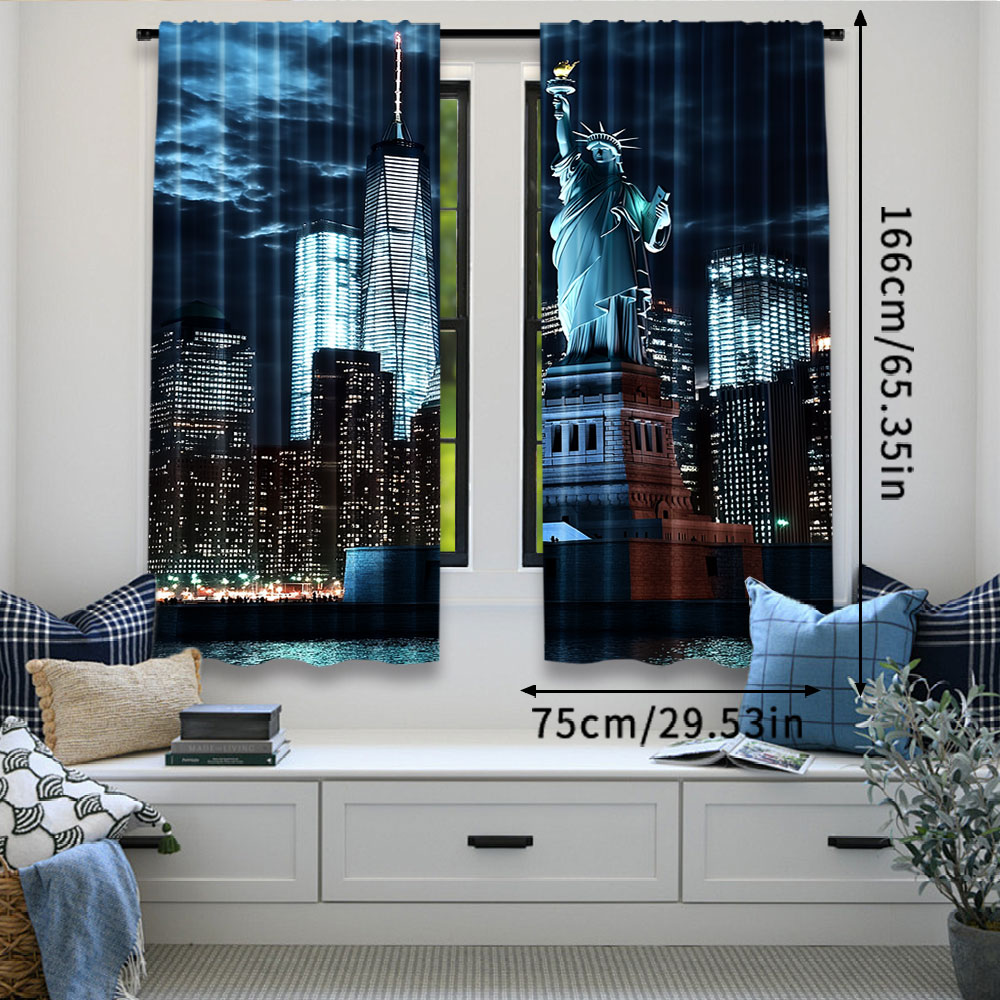 2Pcs Statue Of Liberty Curtain - مراجعة Home Office York وسعره
