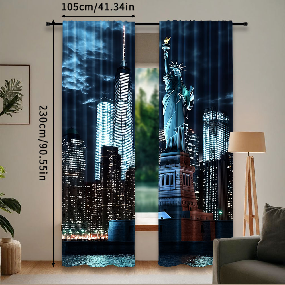 2Pcs Statue Of Liberty Curtain - مراجعة Home Office York وسعره