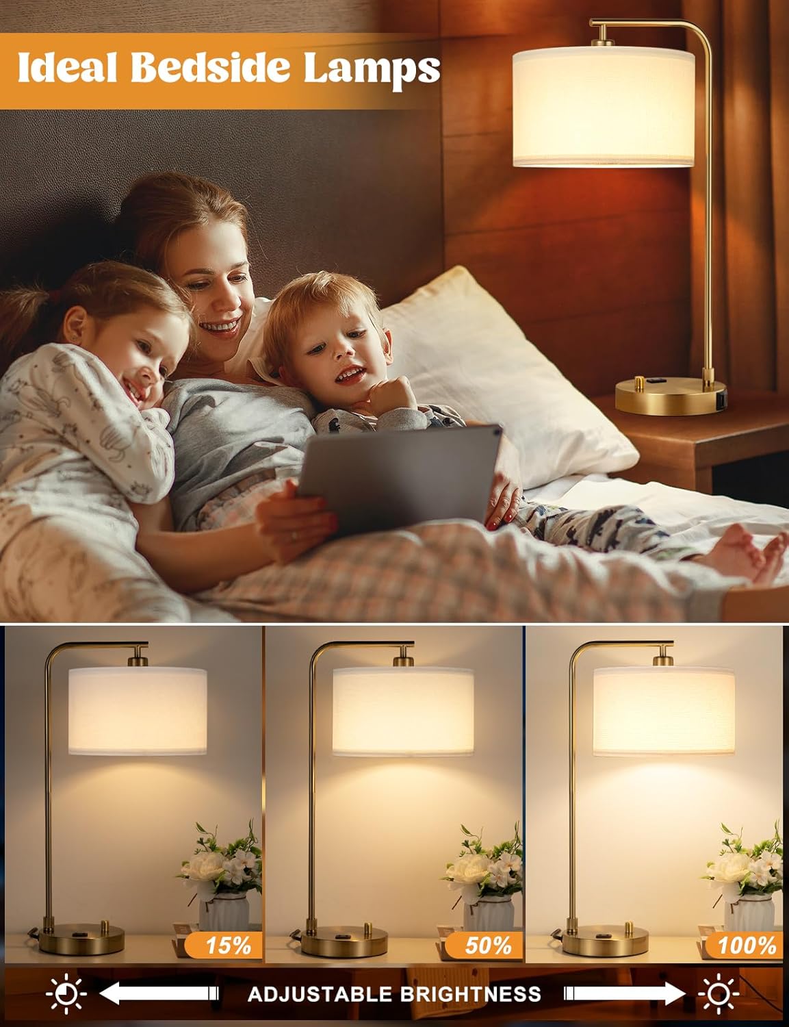 Gold Table Lamp With USB Port  - مراجعة Home Office Guest Room وسعره