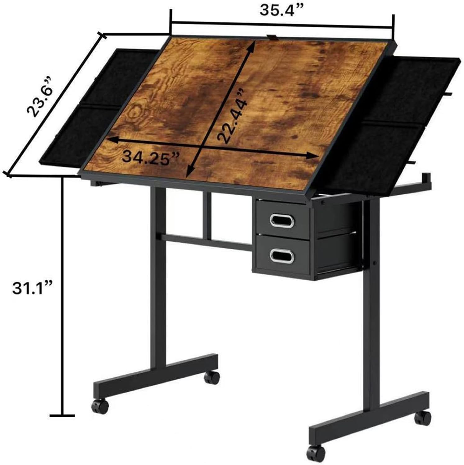 Adjustable Drafting Table with - مراجعة Home Office Desk With Drawers وسعره