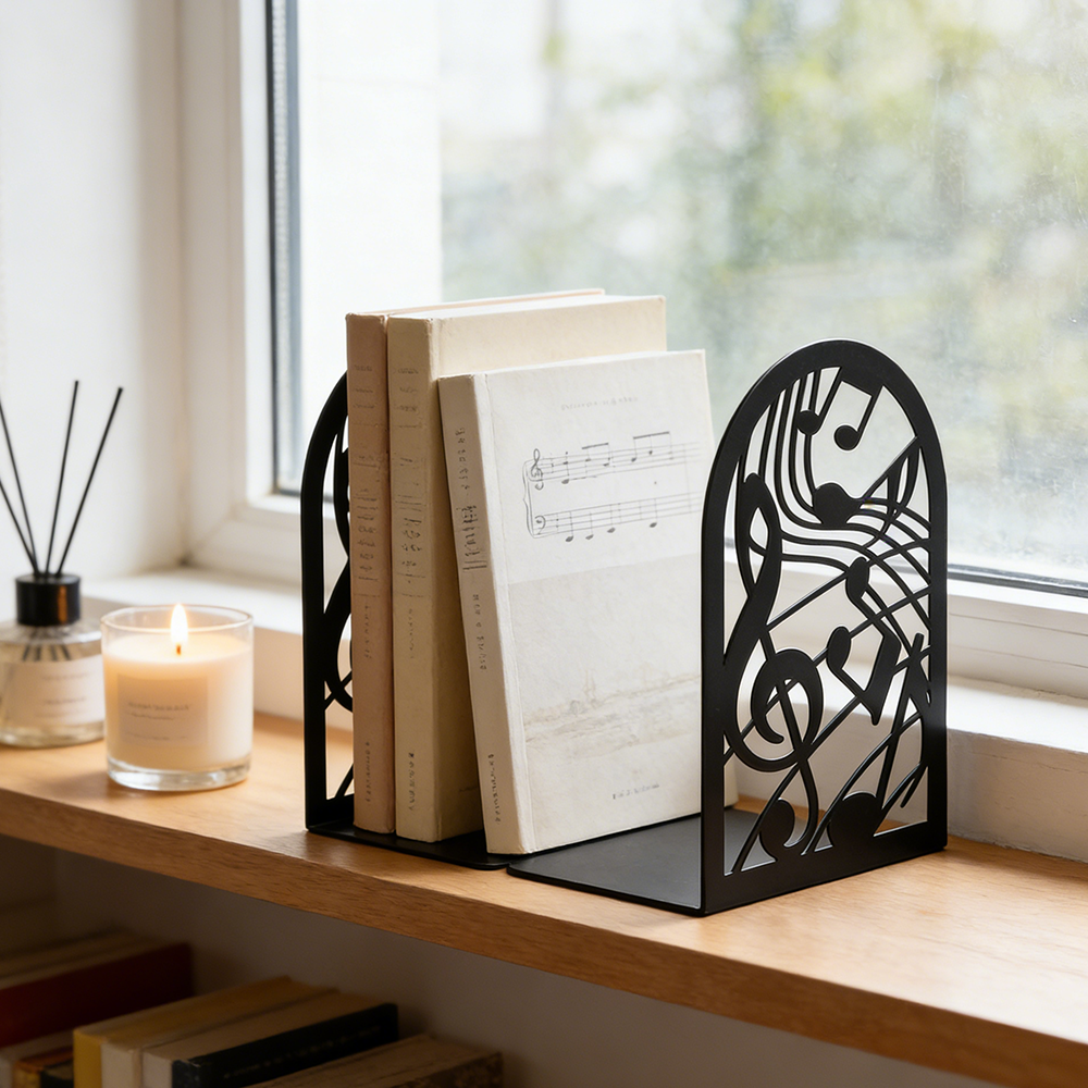 Music Note Metal Bookends Non- - مراجعة Home Office With Library وسعره