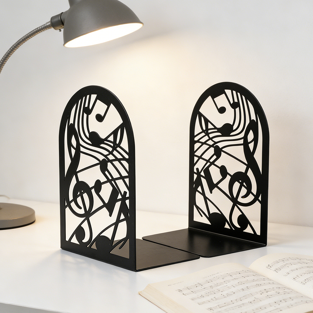 Music Note Metal Bookends Non- - مراجعة Home Office With Library وسعره