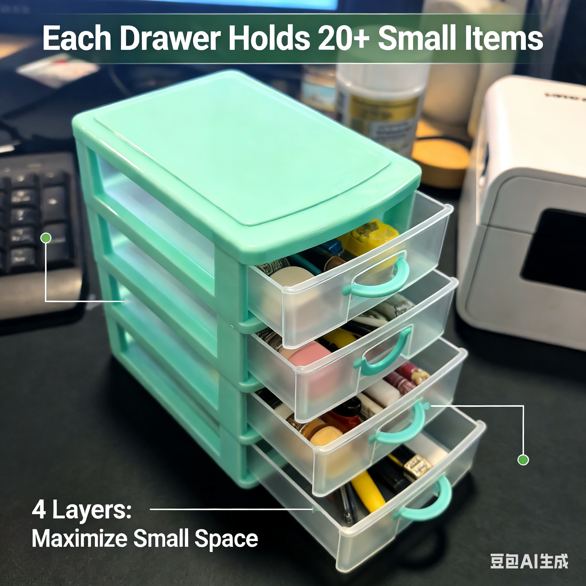Four-layer drawer-style jewelr - مراجعة Home Office Desk With Drawers وسعره