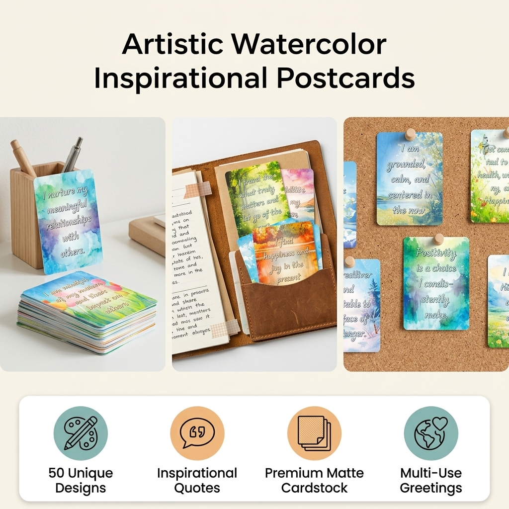 50Pcs Beautiful Watercolor Sce - مراجعة Home Office Gifts وسعره