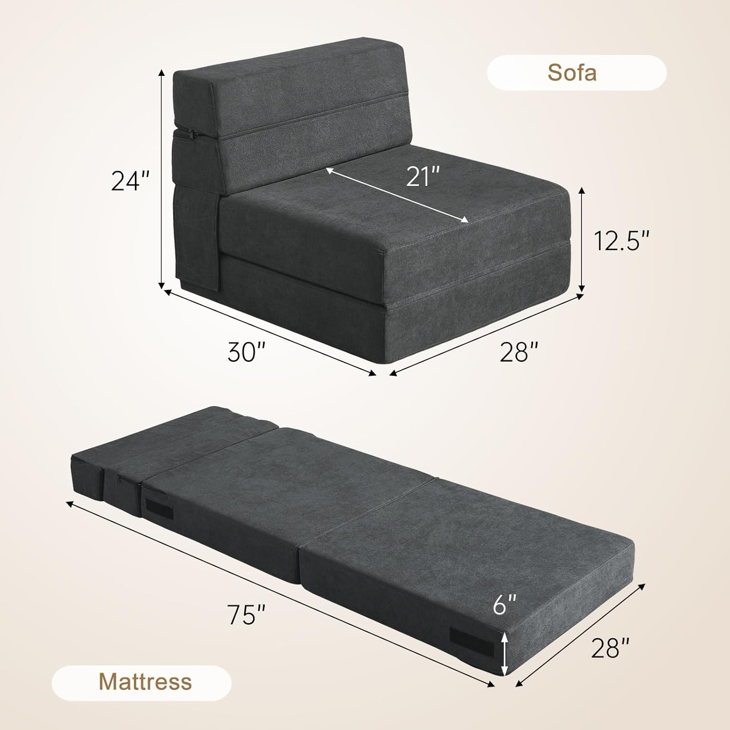 Folding Sofa Bed Single Size w - مراجعة Home Office Guest Room وسعره