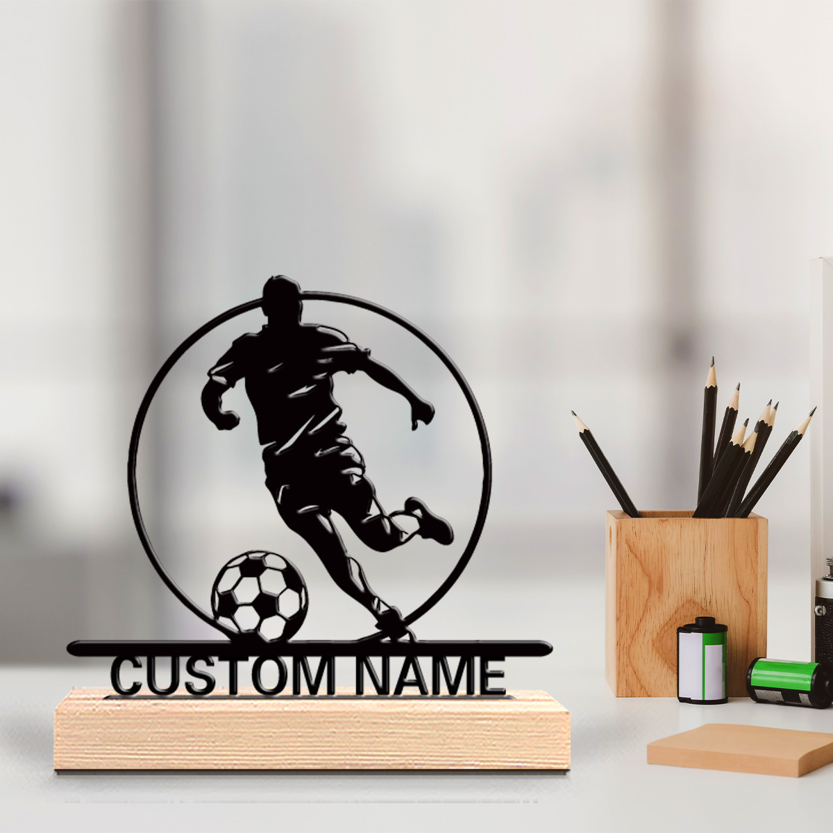 Custom Soccer Player Metal Sta - مراجعة Home Office Gifts وسعره
