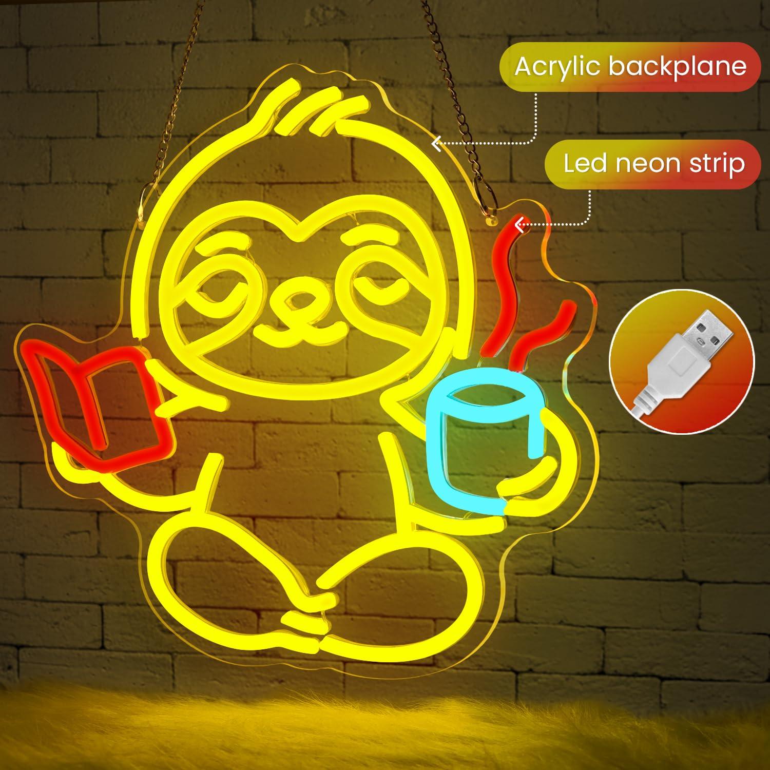 Sloth Neon Sign USB Dimmable L - مراجعة Home Office Gifts وسعره