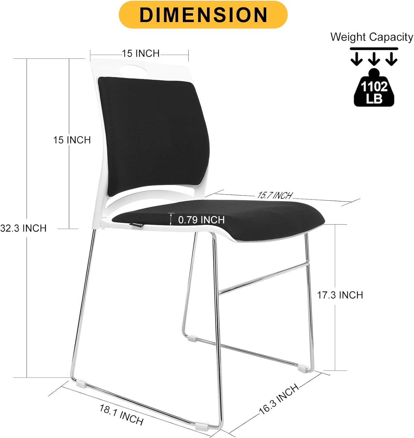 8 Pack Stacking Chairs Set Bla - مراجعة Home Office Guest Room وسعره