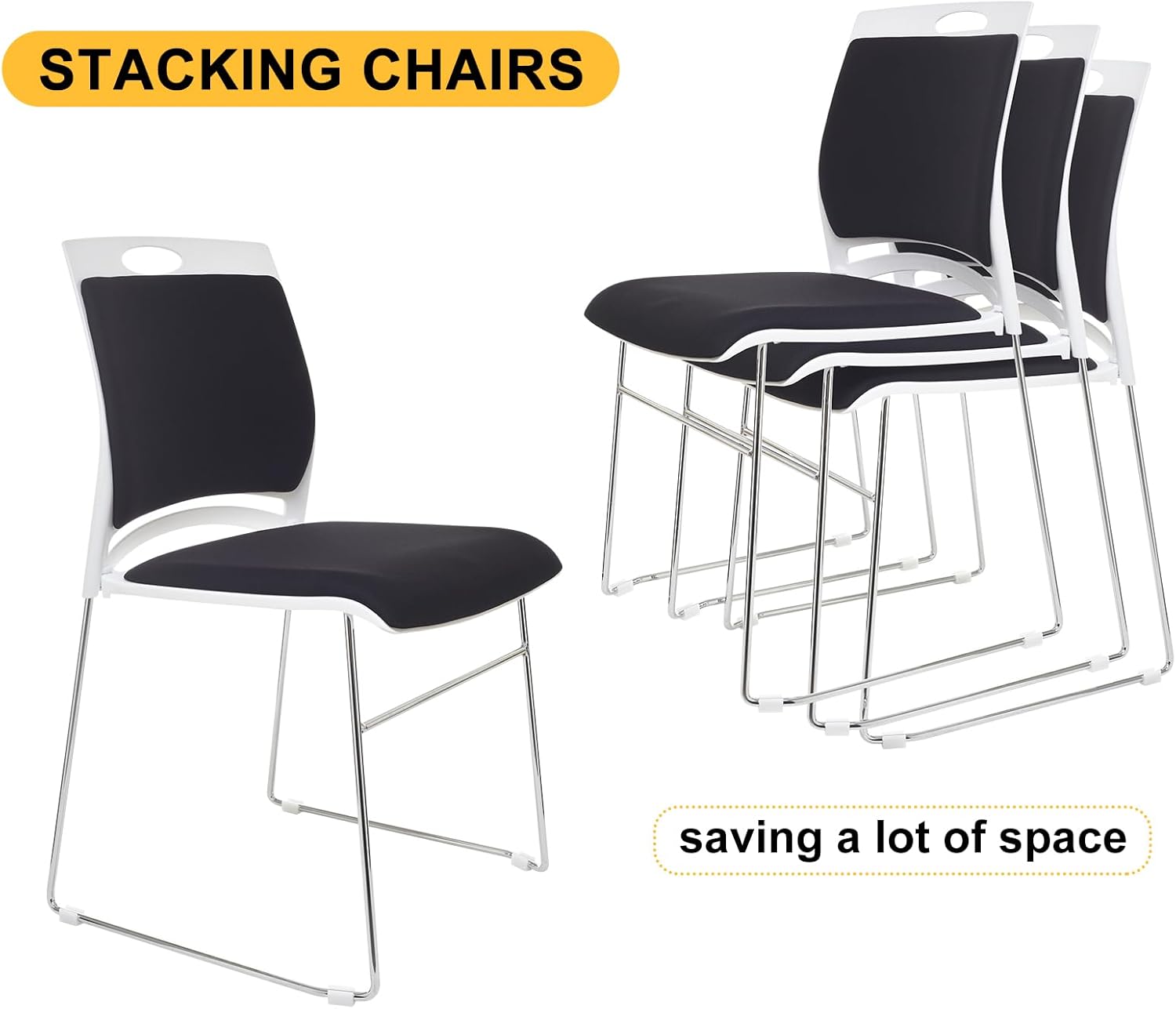 8 Pack Stacking Chairs Set Bla - مراجعة Home Office Guest Room وسعره