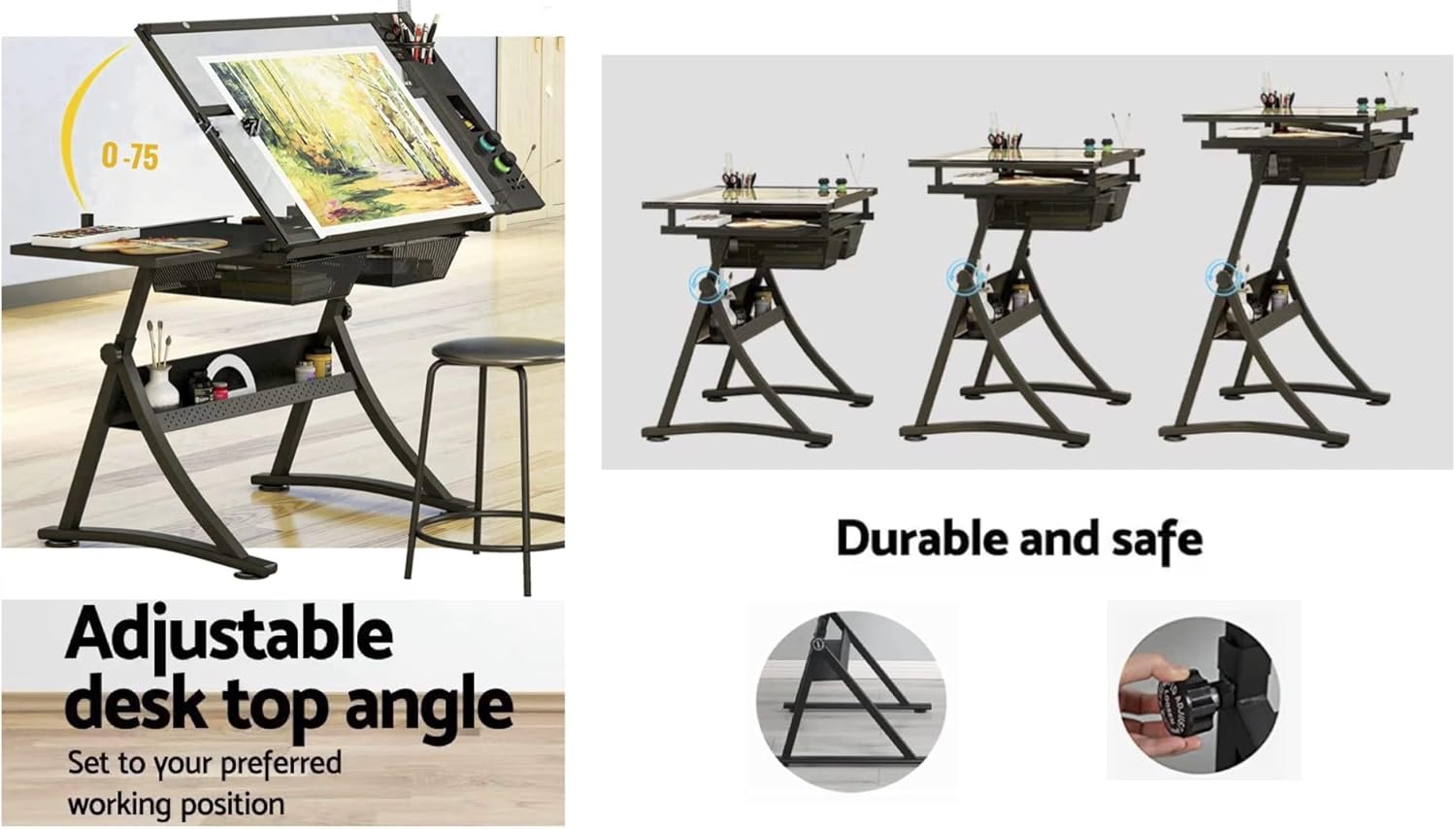 Glass Drafting Table Art Desk  - مراجعة Home Office Desk With Drawers وسعره