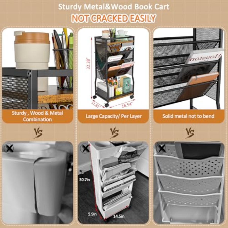 8 Tier Rolling Book Cart with  - مراجعة Rolling File Cart وسعره