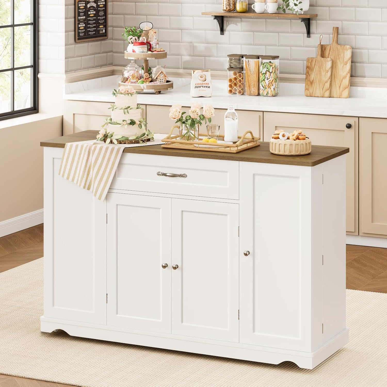 47'' Kitchen Island Cart with  - مراجعة Rolling File Cart وسعره