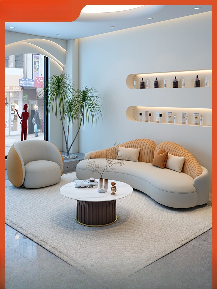 Curved sofa beauty salon rest  - مراجعة Home Office Guest Room وسعره