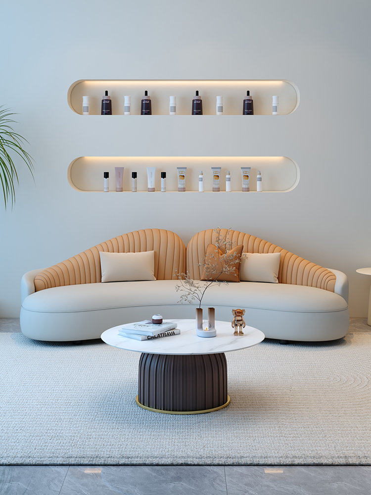 Curved sofa beauty salon rest  - مراجعة Home Office Guest Room وسعره