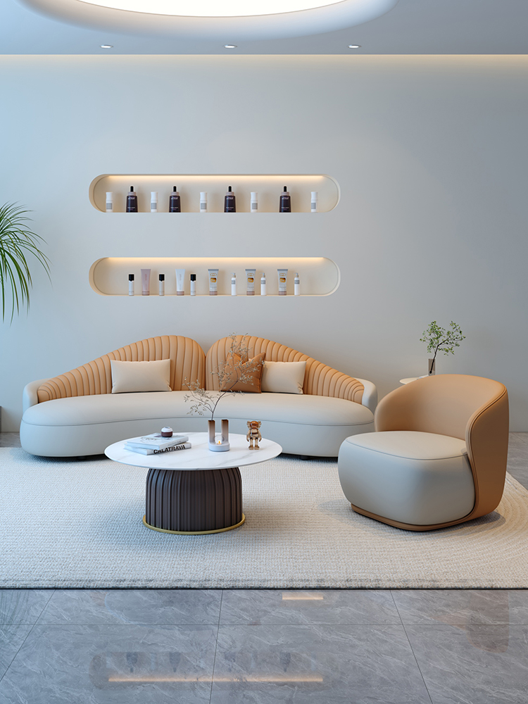 Curved sofa beauty salon rest  - مراجعة Home Office Guest Room وسعره