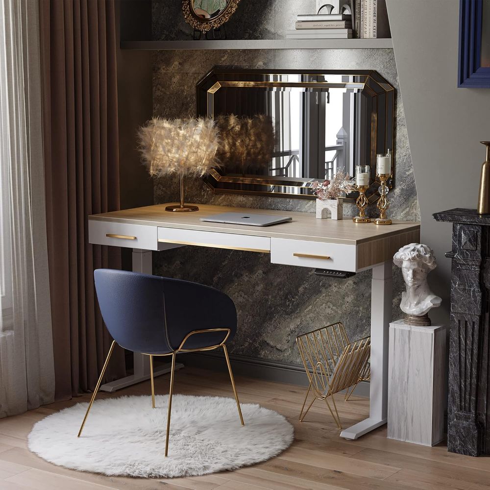 Electric Standing Desk, 3 Draw - مراجعة Home Office Desk With Drawers وسعره