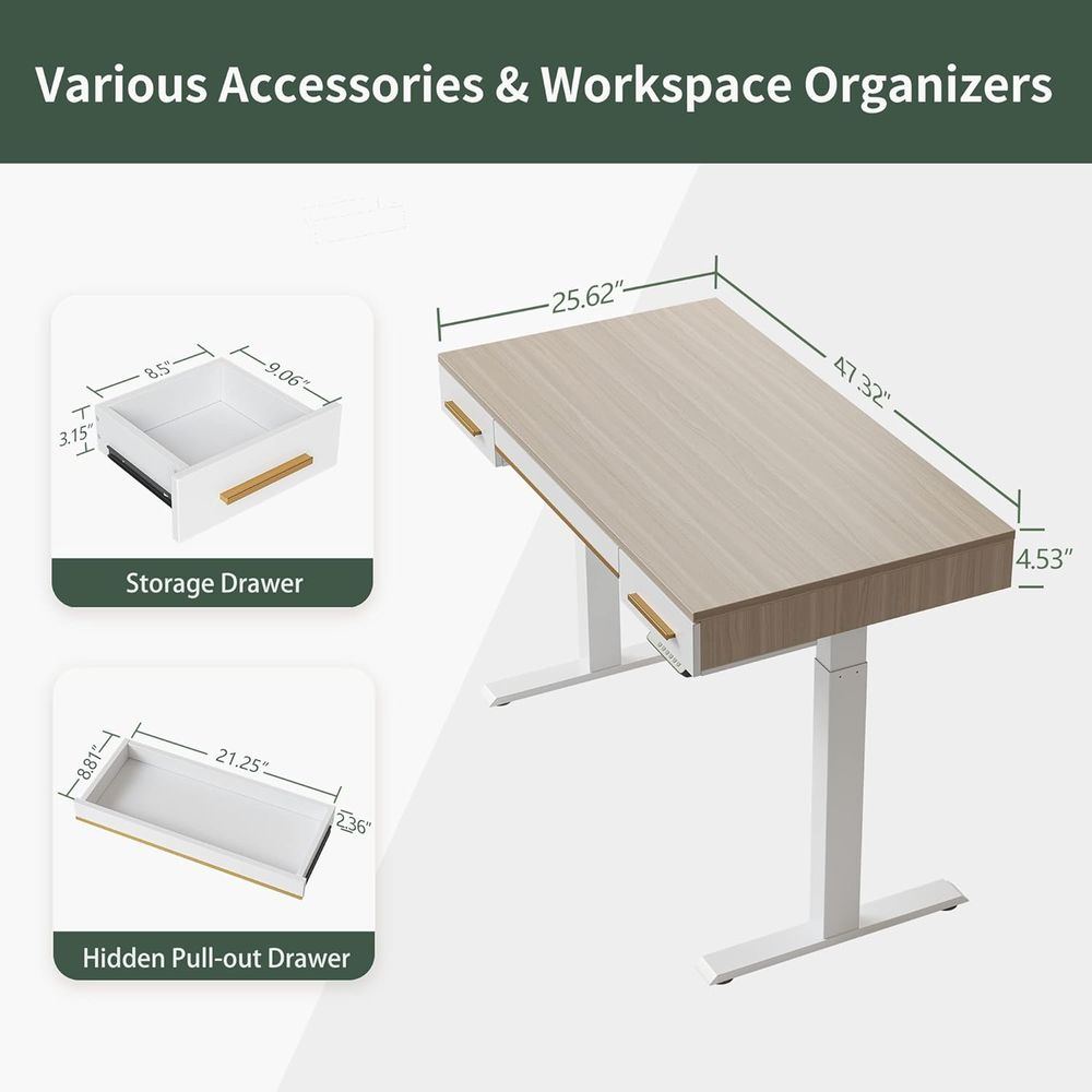 Electric Standing Desk, 3 Draw - مراجعة Home Office Desk With Drawers وسعره