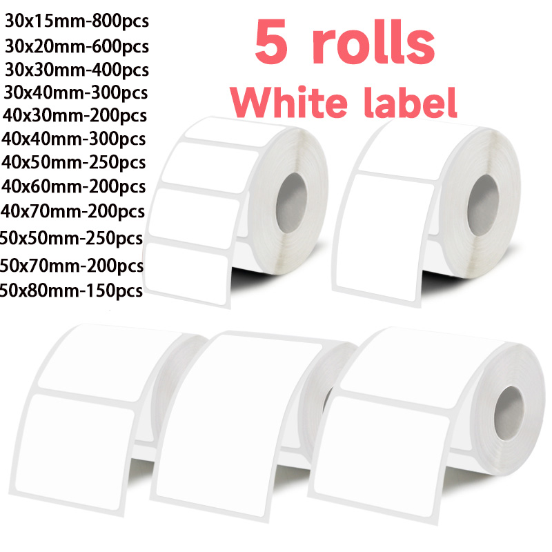5 Rolls of White Label Sticker - مراجعة Label Maker Machine وسعره