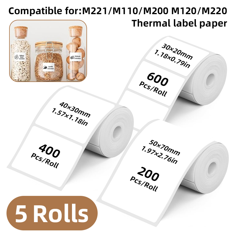 5 Rolls of White Label Sticker - مراجعة Label Maker Machine وسعره