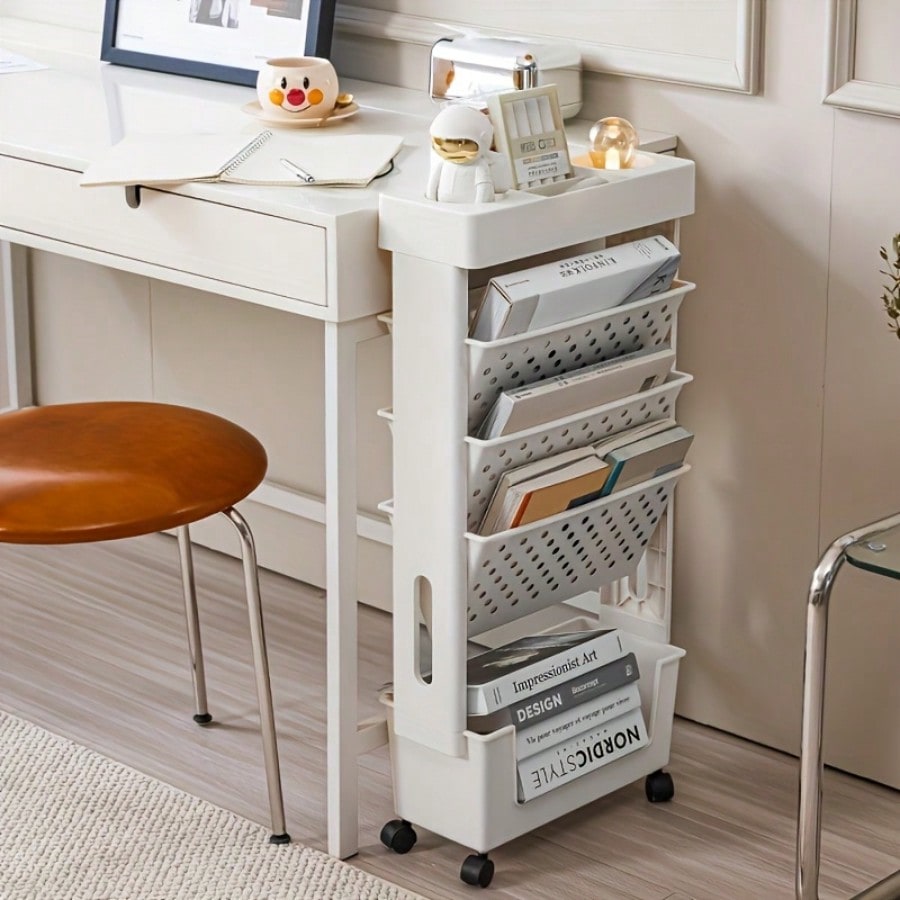 5-Tier Movable Bookshelf, Tabl - مراجعة Rolling File Cart وسعره