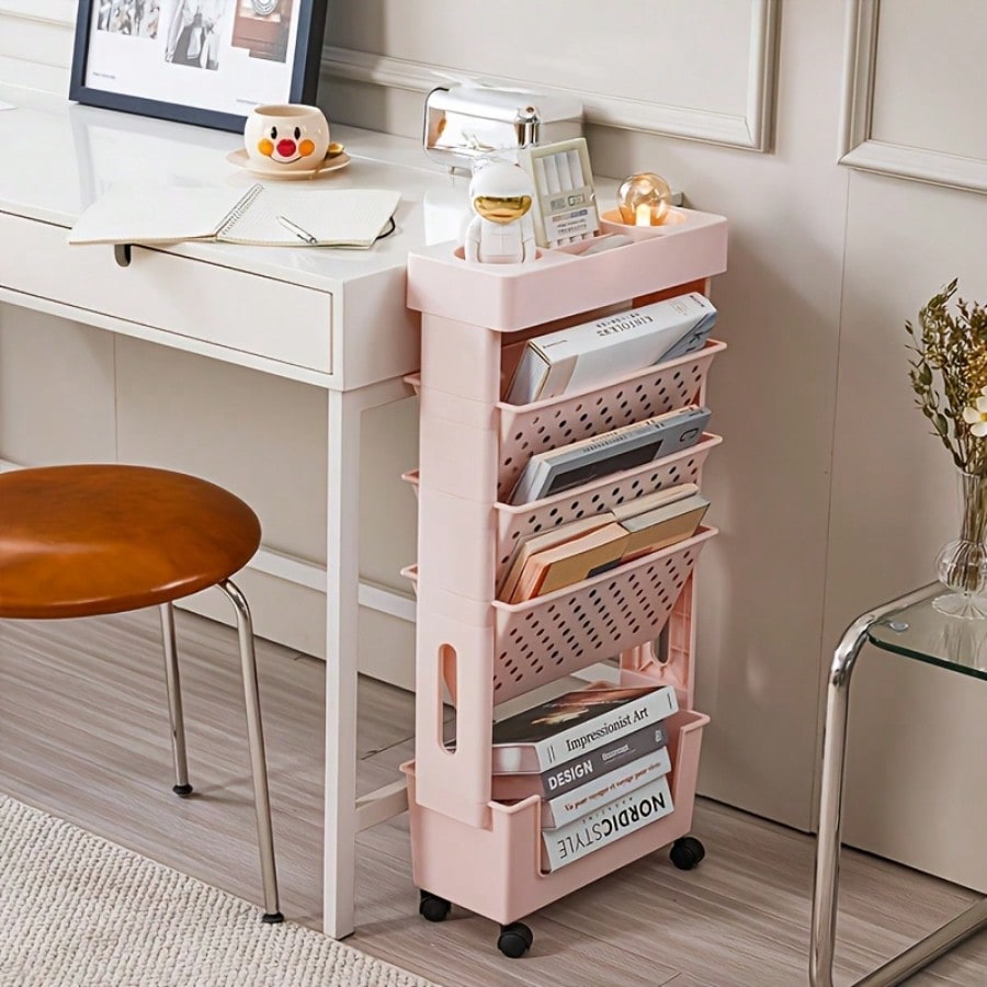 5-Tier Movable Bookshelf, Tabl - مراجعة Rolling File Cart وسعره