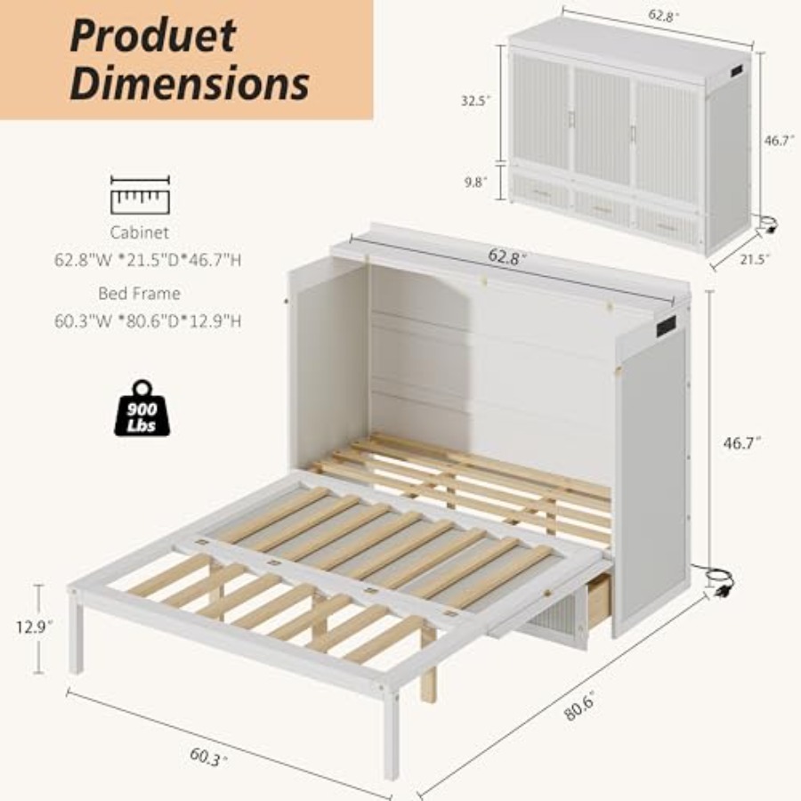 Queen Murphy Bed Cabinet with  - مراجعة Home Office Guest Room وسعره