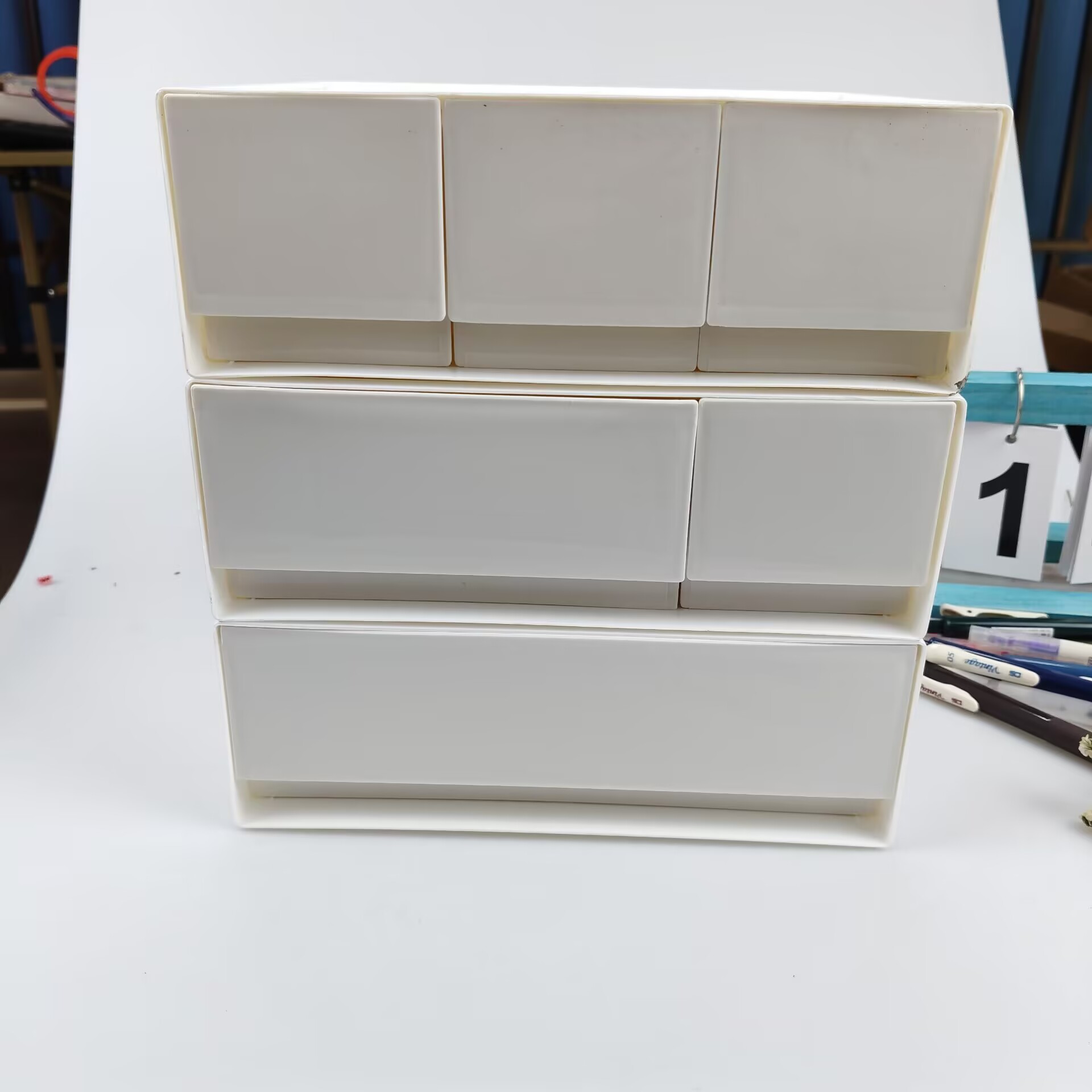 Desktop Storage Box, Drawer, C - مراجعة Home Office Desk With Drawers وسعره