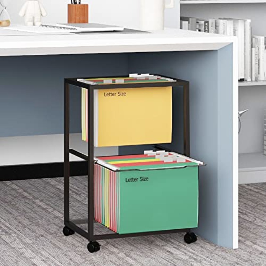 2 Tiers Metal Rolling File Car - مراجعة Rolling File Cart وسعره