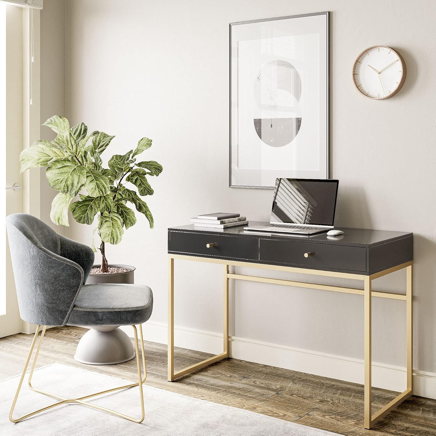 42 Inch Makeup Vanity or Home  - مراجعة Home Office Desk With Drawers وسعره