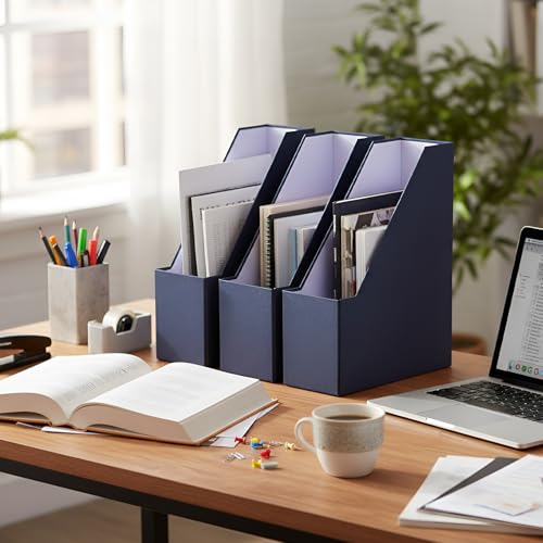 Six Blue Foldable Cardboard Ma - مراجعة Home Office With Library وسعره